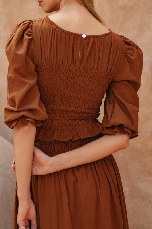 Jaffa Smocked Linen Top - Rosette & Co