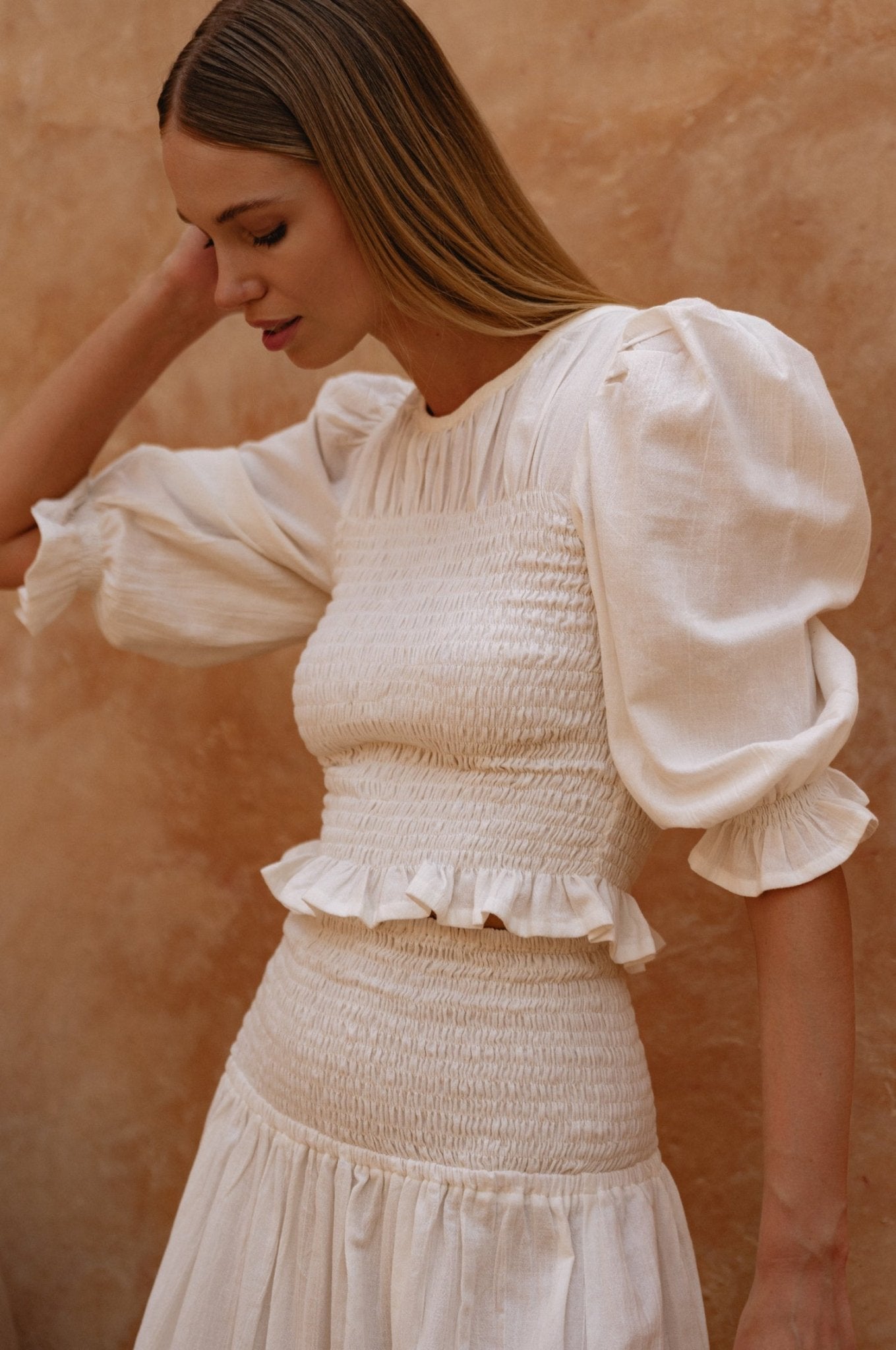 Jaffa Smocked Linen Top - Rosette & Co