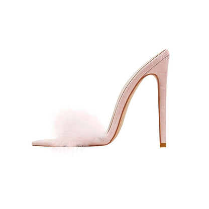 Lightweight Fluffy Pink Heels - Rosette & Co