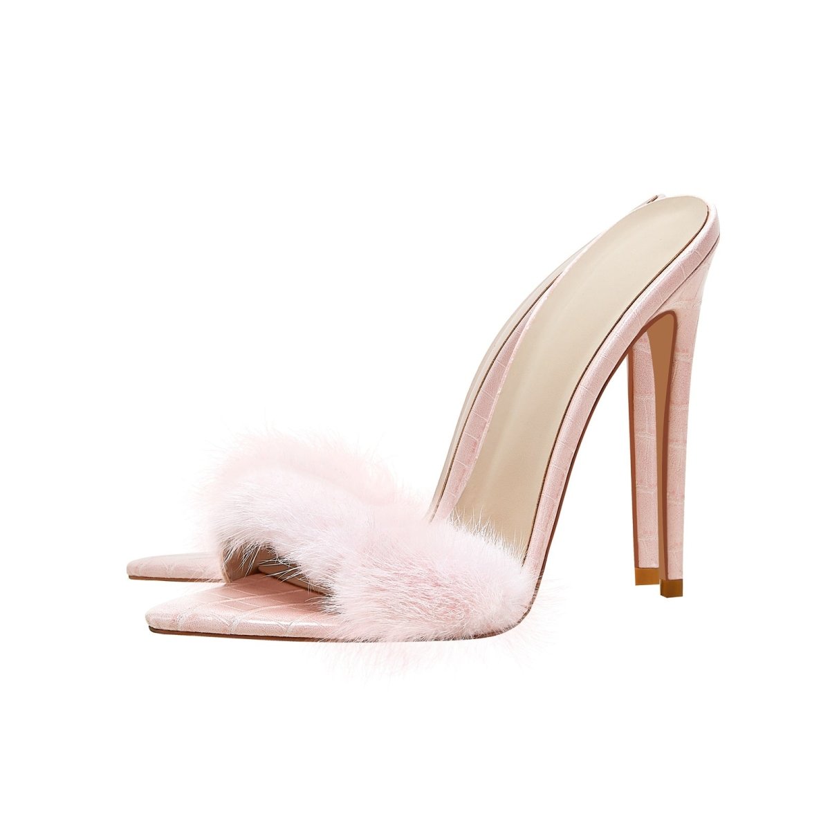 Lightweight Fluffy Pink Heels - Rosette & Co