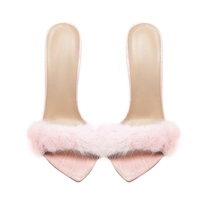 Lightweight Fluffy Pink Heels - Rosette & Co