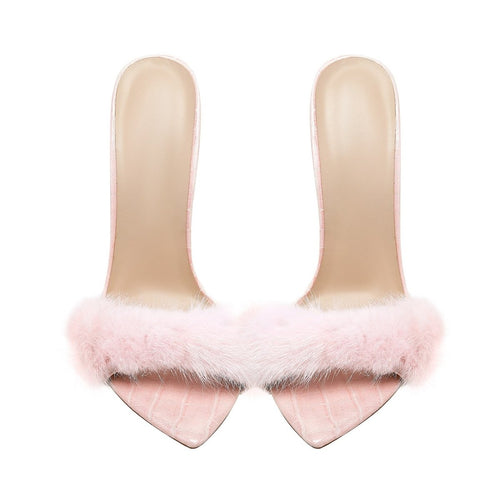 Lightweight Fluffy Pink Heels - Rosette & Co