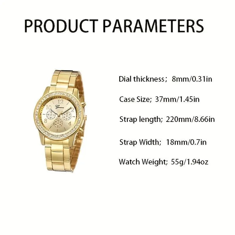 Luxury Gold Watch Jewelry Set (5PCS) - Rosette & Co