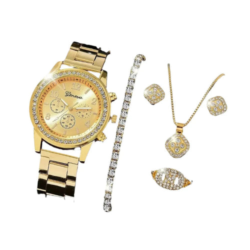 Luxury Gold Watch Jewelry Set (5PCS) - Rosette & Co
