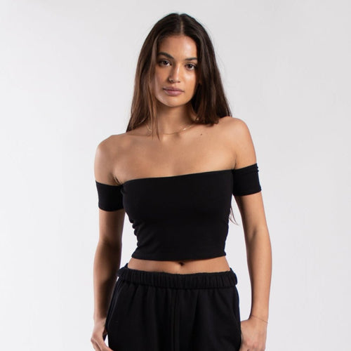 Off Shoulder Cropped Tee - Rosette & Co
