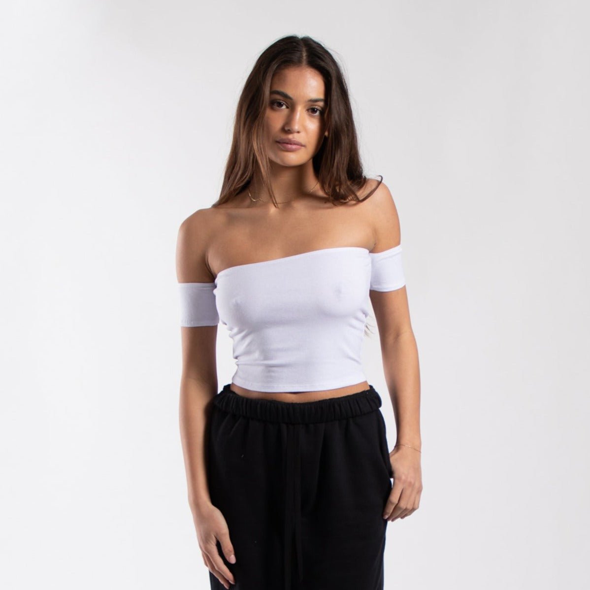 Off Shoulder Cropped Tee - Rosette & Co
