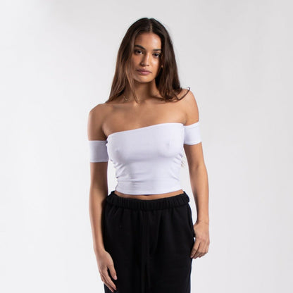 Off Shoulder Cropped Tee - Rosette & Co
