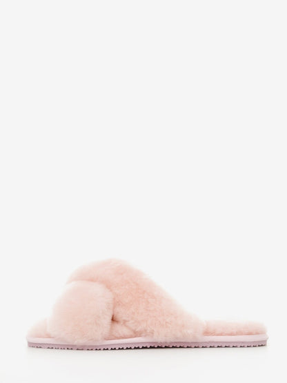 Plush Pink Crossover Slippers - Rosette & Co