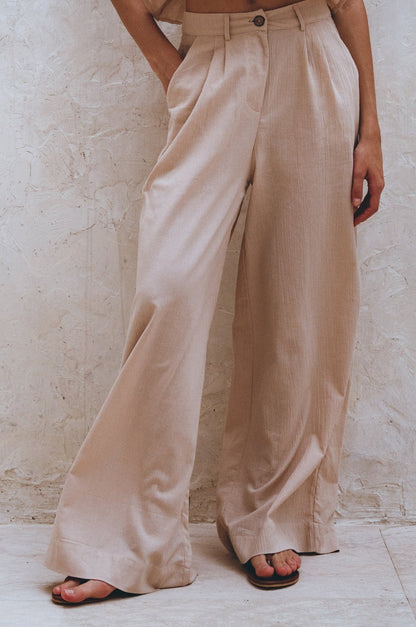 Raya Wide Leg Linen Pants - Rosette & Co