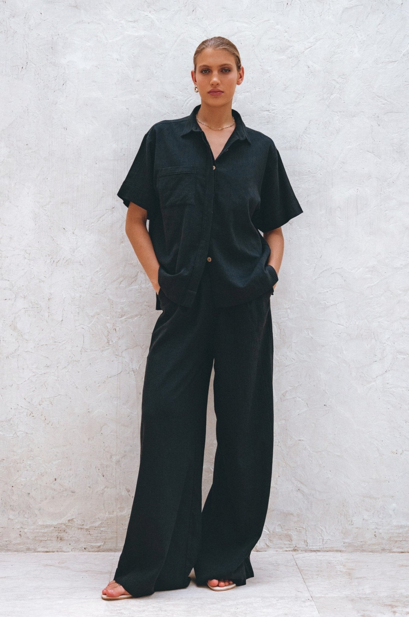Raya Wide Leg Linen Pants - Rosette & Co
