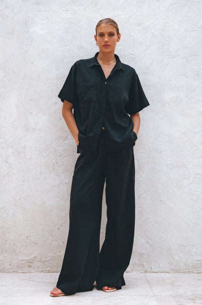 Raya Wide Leg Linen Pants - Rosette & Co
