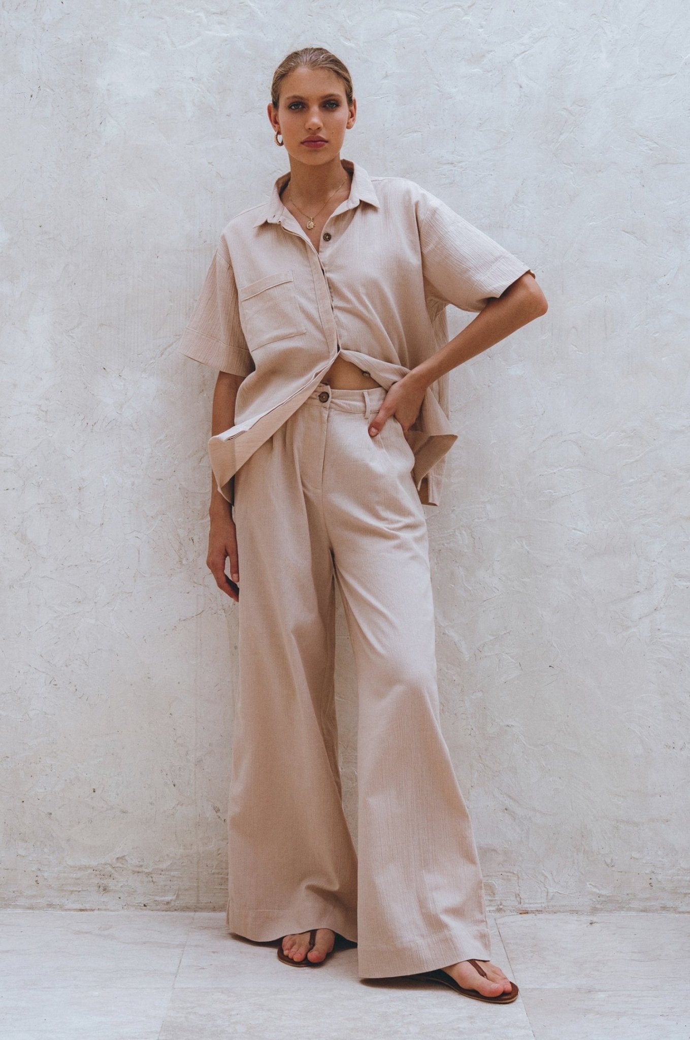 Raya Wide Leg Linen Pants - Rosette & Co