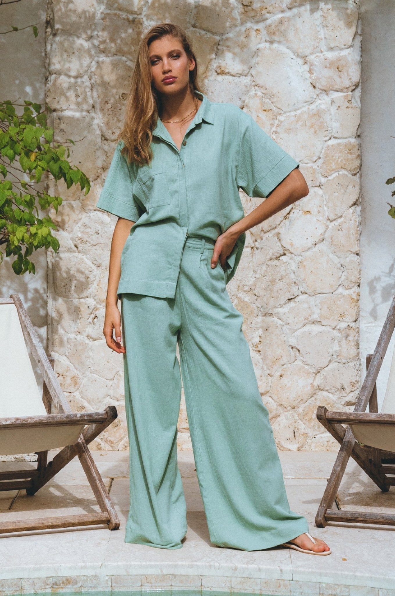 Raya Wide Leg Linen Pants - Rosette & Co