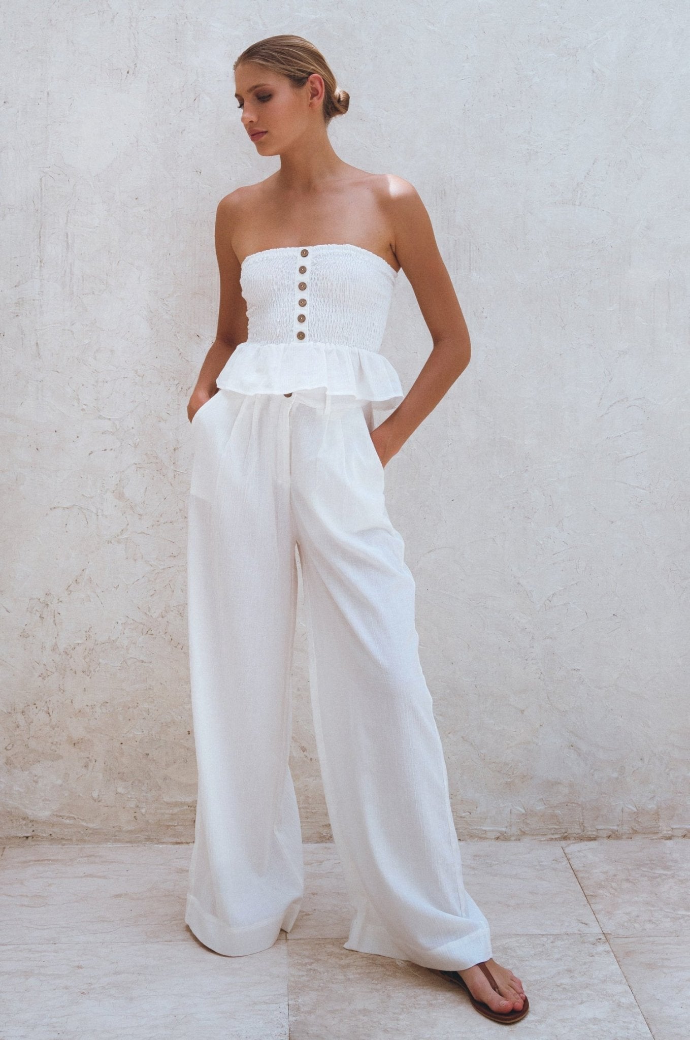 Raya Wide Leg Linen Pants - Rosette & Co
