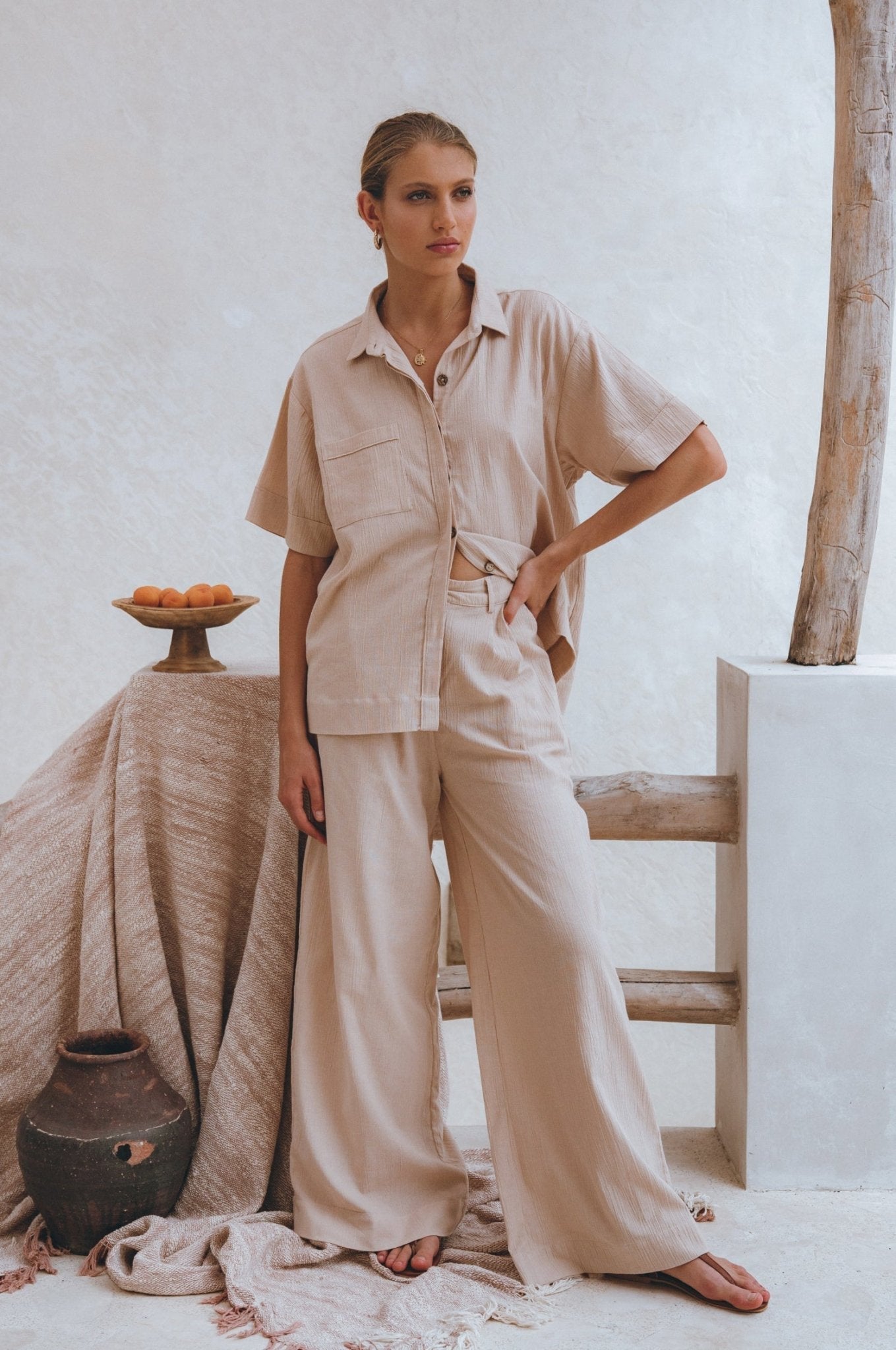 Raya Wide Leg Linen Pants - Rosette & Co