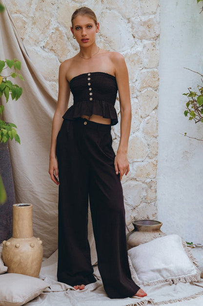 Raya Wide Leg Linen Pants - Rosette & Co