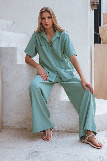 Raya Wide Leg Linen Pants - Rosette & Co