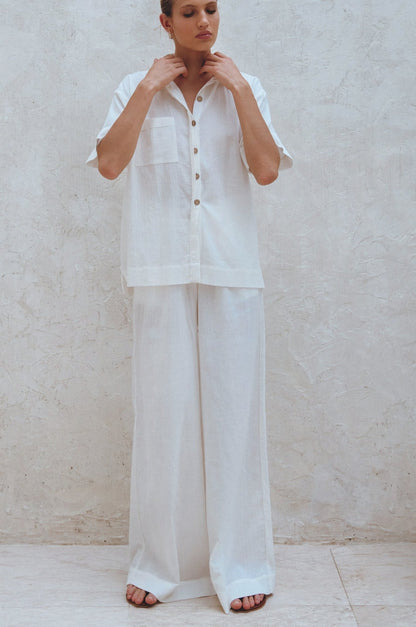 Raya Wide Leg Linen Pants - Rosette & Co