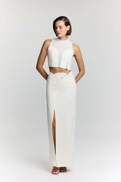 Serena Denim Linen Skirt - Rosette & Co