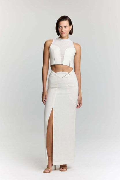 Serena Denim Linen Skirt - Rosette & Co