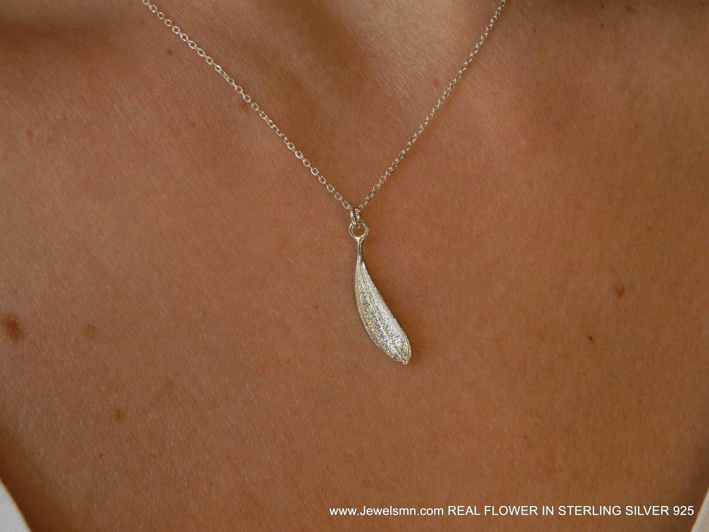 Sterling Silver Olive Leaf Necklace - Rosette & Co