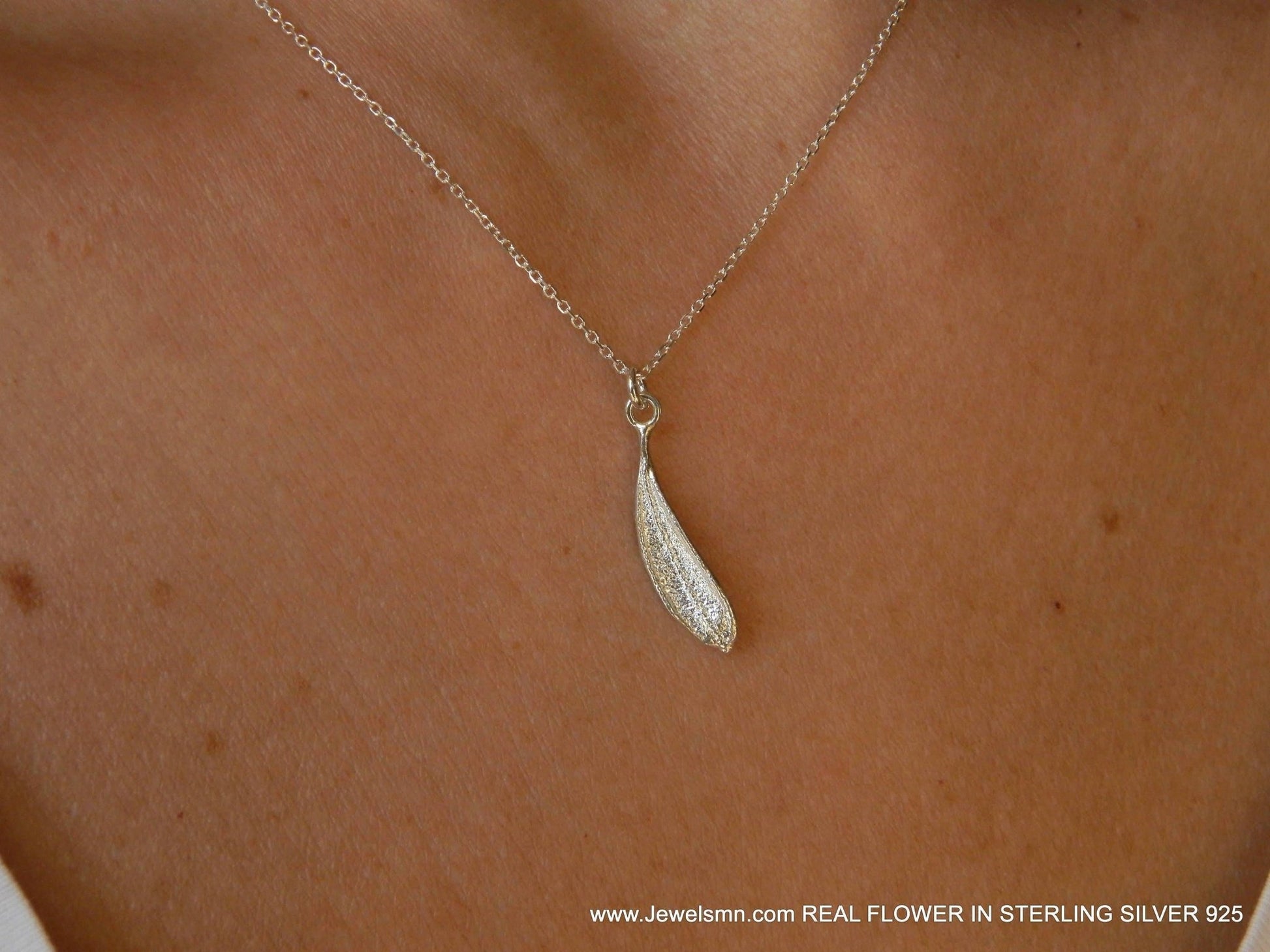 Sterling Silver Olive Leaf Necklace - Rosette & Co