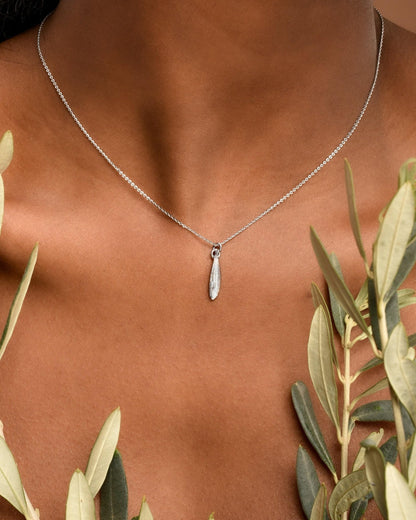 Sterling Silver Olive Leaf Necklace - Rosette & Co