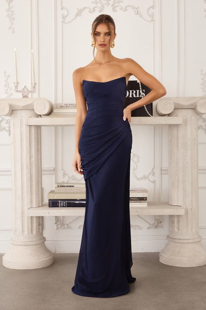 Strapless Neoprene Fitted Gown - Rosette & Co