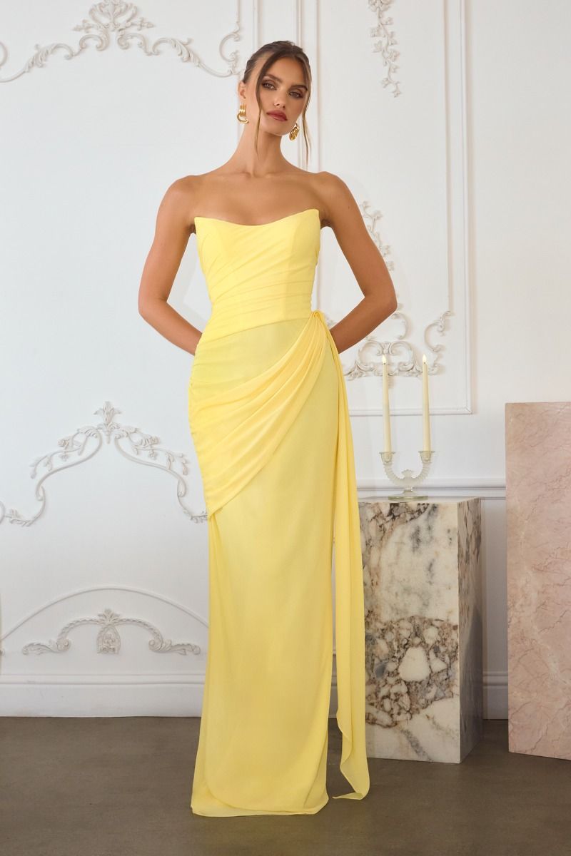 Strapless Neoprene Fitted Gown - Rosette & Co