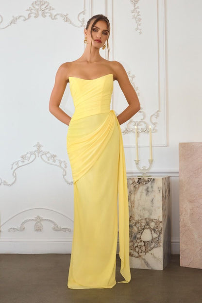 Strapless Neoprene Fitted Gown - Rosette & Co