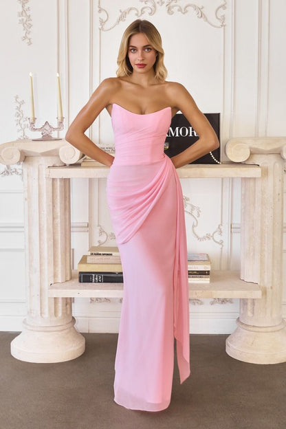Strapless Neoprene Fitted Gown - Rosette & Co