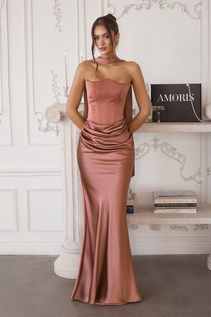 Strapless Satin Fitted Dress - Rosette & Co