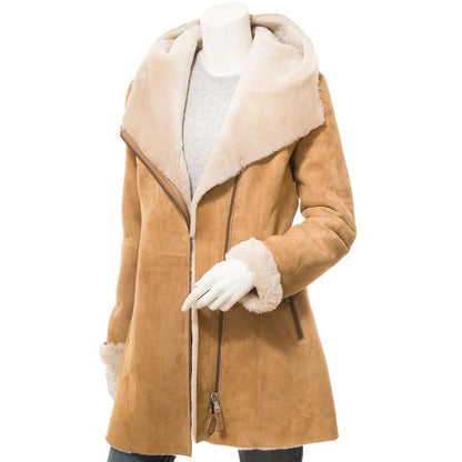TAN SHEARLING PARKA COAT IRVING - Rosette & Co