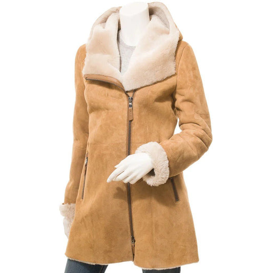 TAN SHEARLING PARKA COAT IRVING - Rosette & Co