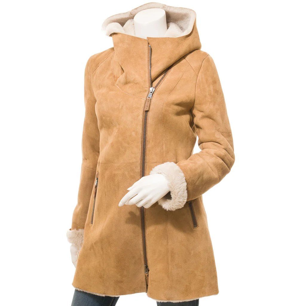 TAN SHEARLING PARKA COAT IRVING - Rosette & Co
