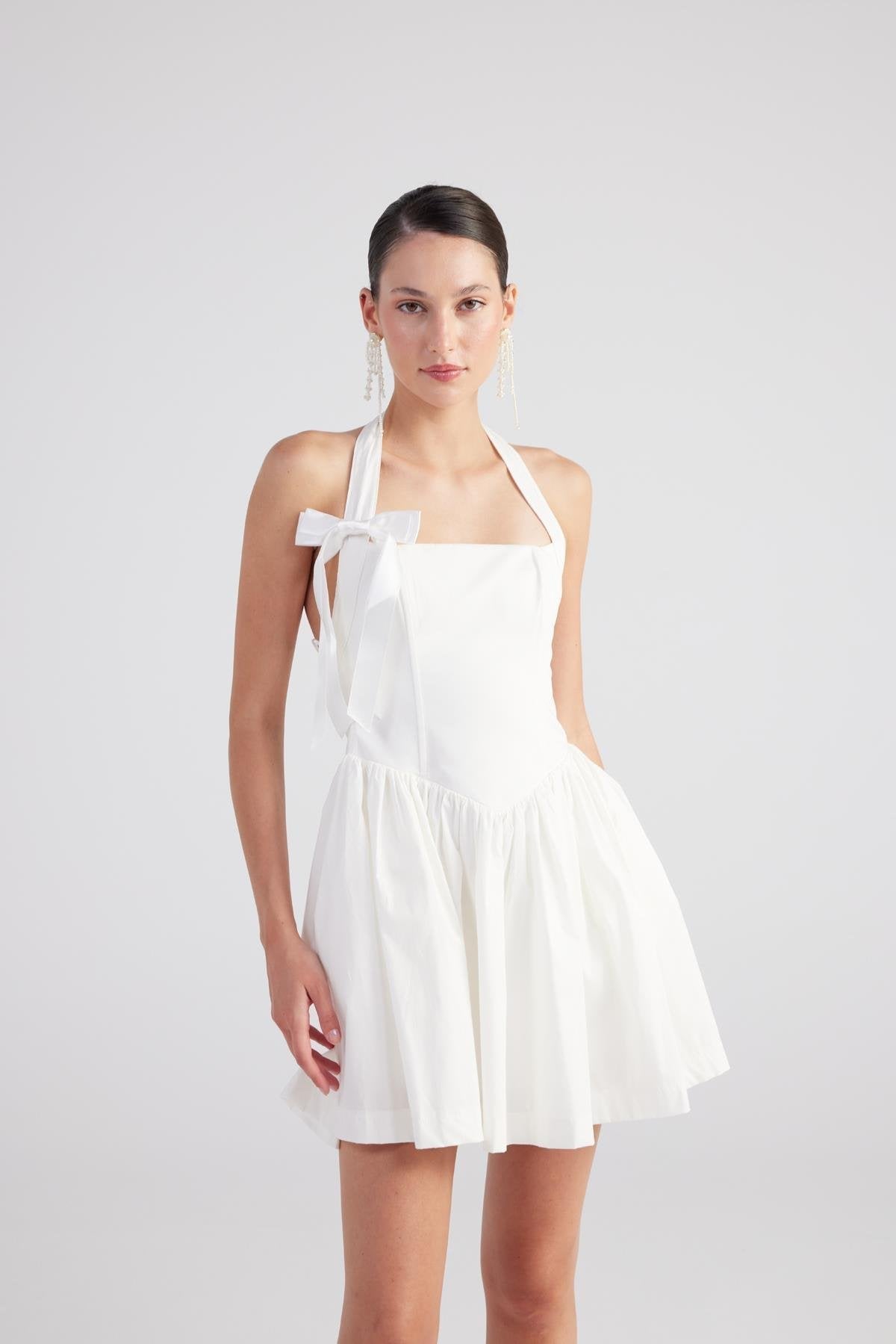 Teresa White Pleated Skirt Mini Dress - Rosette & Co