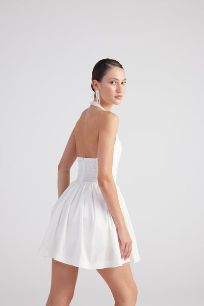 Teresa White Pleated Skirt Mini Dress - Rosette & Co