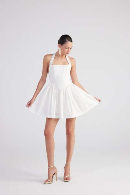 Teresa White Pleated Skirt Mini Dress - Rosette & Co