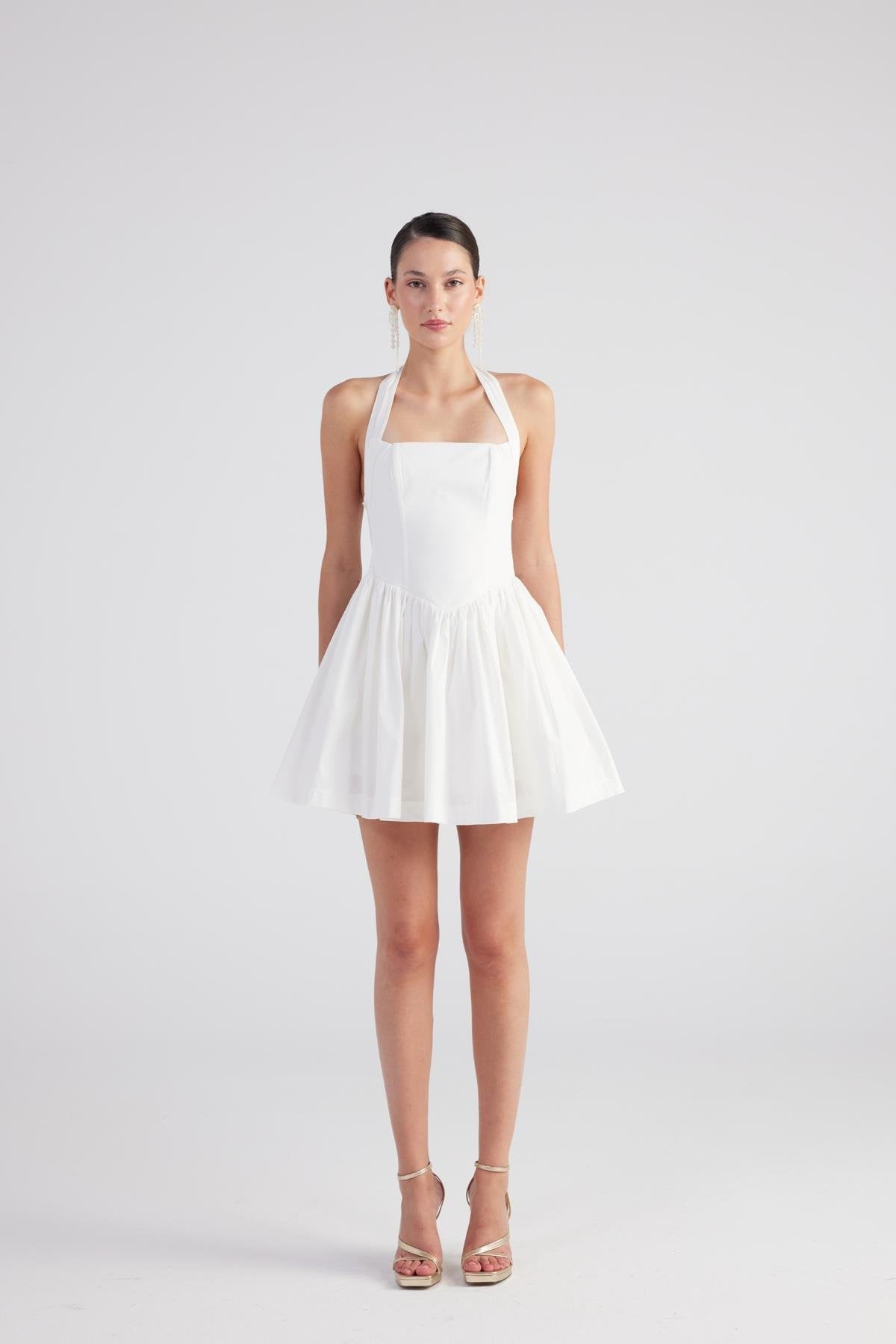 Teresa White Pleated Skirt Mini Dress - Rosette & Co