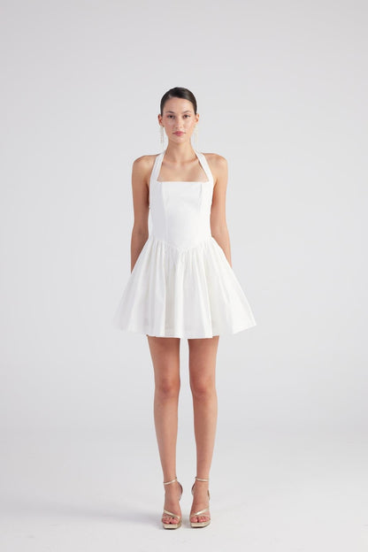 Teresa White Pleated Skirt Mini Dress - Rosette & Co
