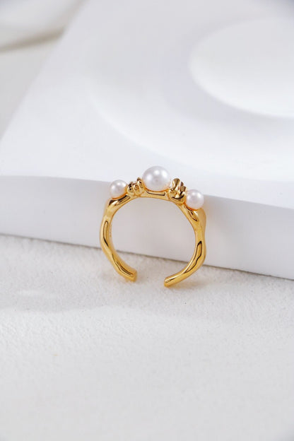 Three Pearls Open Ring - Rosette & Co
