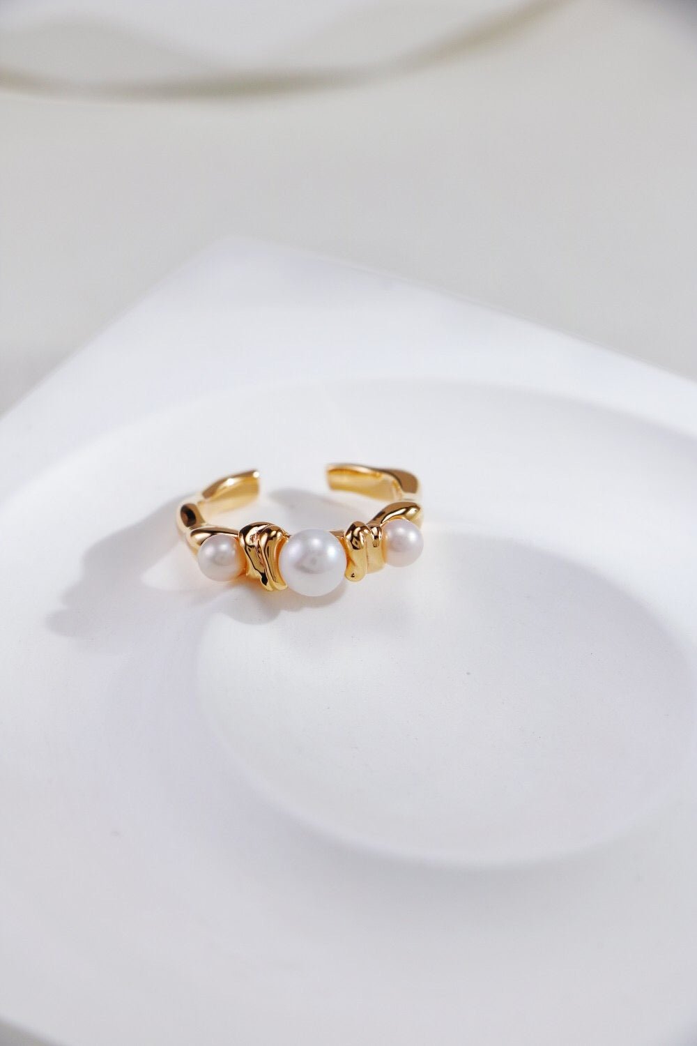 Three Pearls Open Ring - Rosette & Co