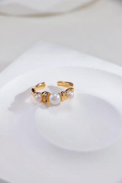 Three Pearls Open Ring - Rosette & Co