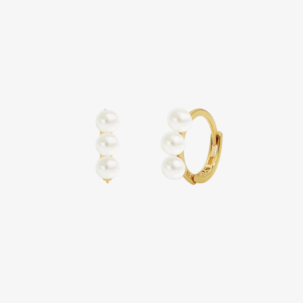 Triple Pearls Huggie Earring - Rosette & Co