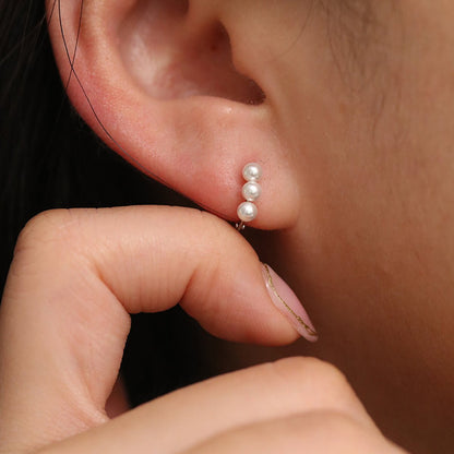 Triple Pearls Huggie Earring - Rosette & Co