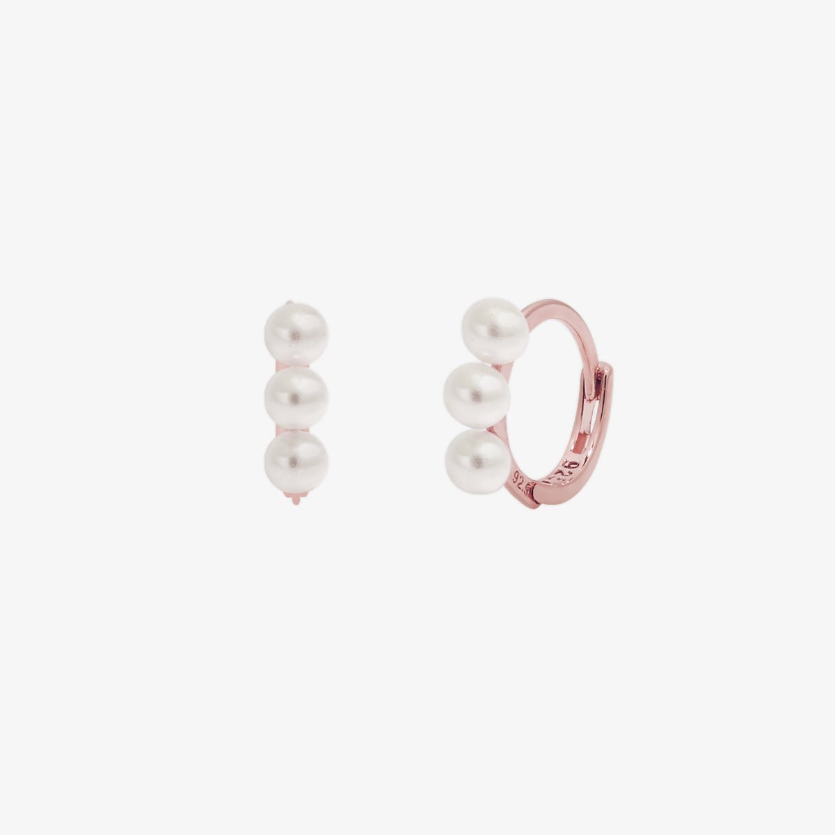 Triple Pearls Huggie Earring - Rosette & Co