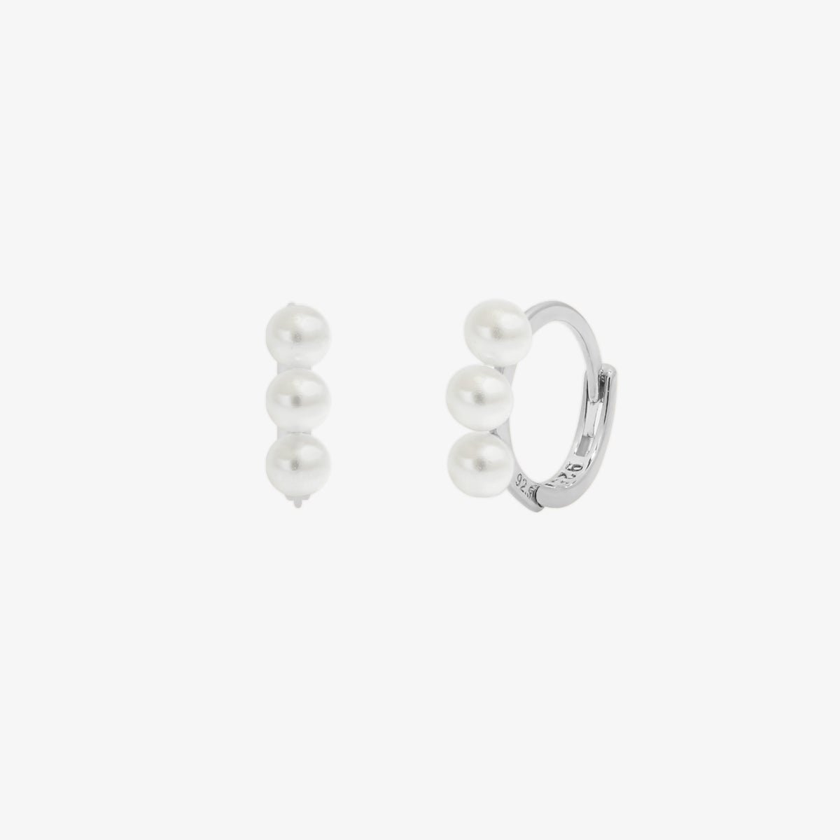 Triple Pearls Huggie Earring - Rosette & Co