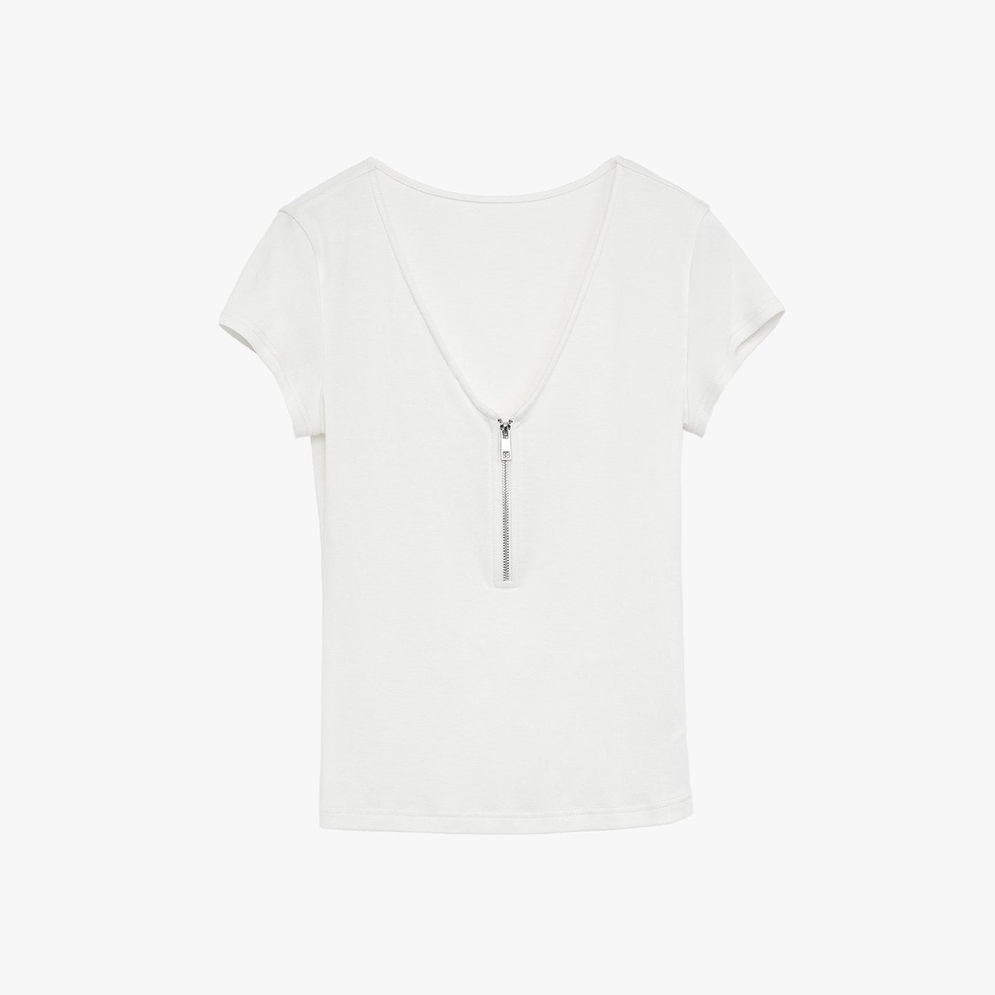 V - neck Zipper T-shirt - Rosette & Co