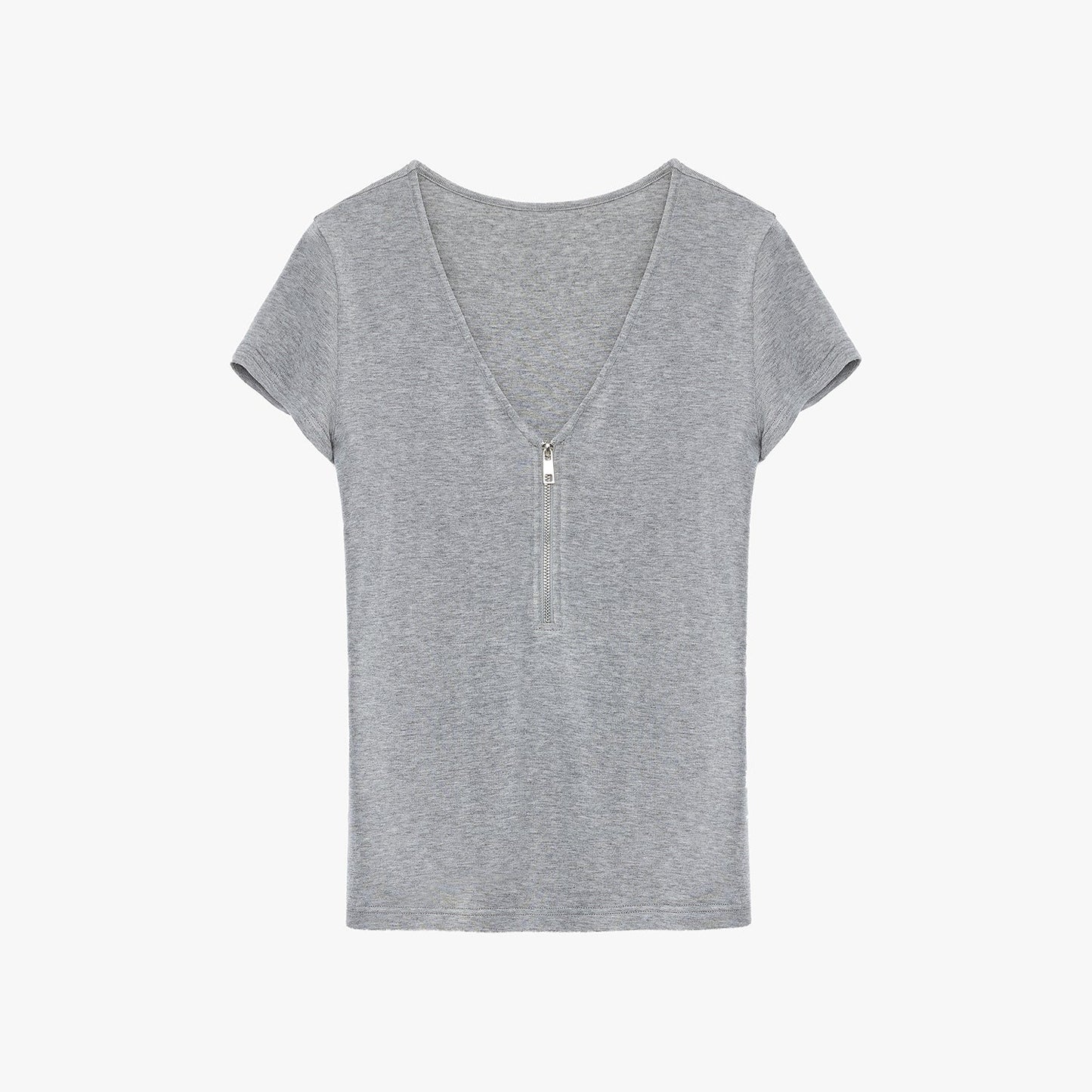 V - neck Zipper T-shirt - Rosette & Co