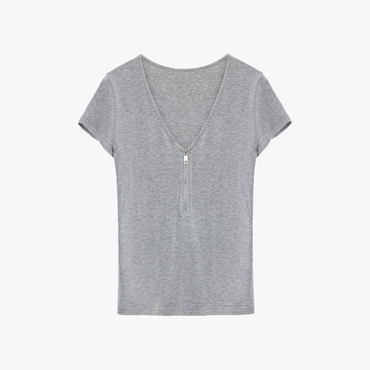 V - neck Zipper T-shirt - Rosette & Co